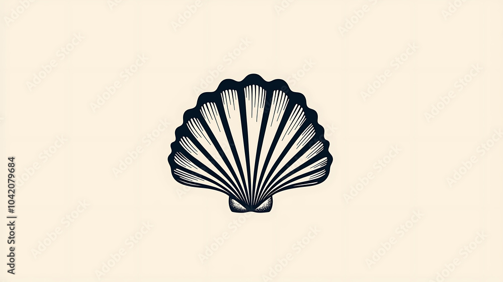 Poster elegant shell design featuring intricate lines and classic shape, perfect for branding or artistic p