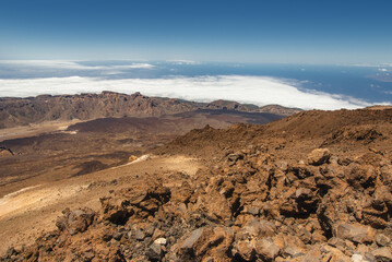 lava at the foot of Teide Volcano in a national park. Tenerife, Canary Islands