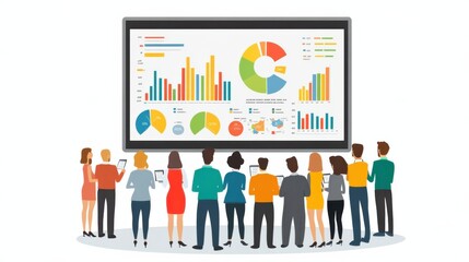 Obraz premium Group Discussion in Corporate Setting with Data Visualization