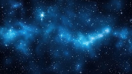 Obraz premium Abstract dark space background featuring a beautiful blue night sky filled with stars and nebulae. This cosmic scene captures the vast expanse of the galaxy, with glowing starlight and ethereal nebula