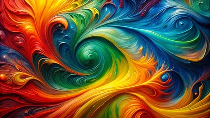 Vibrant Abstract Painting with Swirling Colors for Artistic Backgrounds and Designs