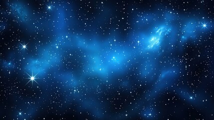 Fototapeta premium Abstract dark space background featuring a beautiful blue night sky filled with stars and nebulae. This cosmic scene captures the vast expanse of the galaxy, with glowing starlight and ethereal nebula