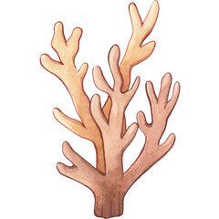 Watercolor Coral Reef Clipart Collection &ndash; Hand-Painted Ocean Plants, Seaweed, and Colorful Marine Elements for Underwater Designs & Coastal Themes