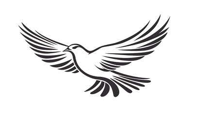 Obraz premium simple bird in flight, showcasing elegant wings and streamlined body, symbolizes freedom and grace. This vector art design captures essence of movement and natures beauty