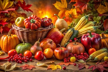 Vibrant Autumn Leaves with Sunlight Highlights - Nature's Colorful Palette for Food Photography