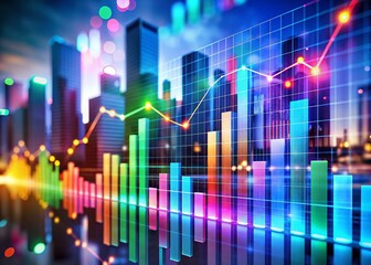 Fototapeta premium Vibrant Bar Charts Showcasing Stock Market Trends in Colorful Photography