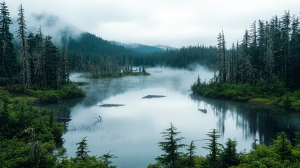 Fototapeta premium Beaver ponds with vibrant reflections in the USA