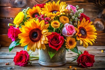 Obraz premium Vibrant Floral Bouquet with Colorful Blossoms for Stunning Home Decor and Gift Ideas