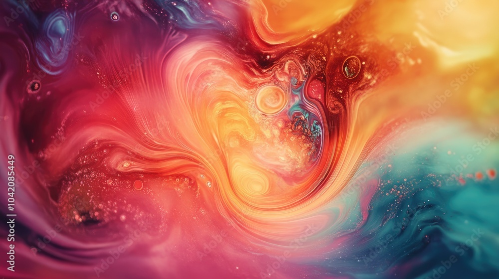 Poster tie-dye background with vibrant swirling patterns, creating a nostalgic and energetic effect.