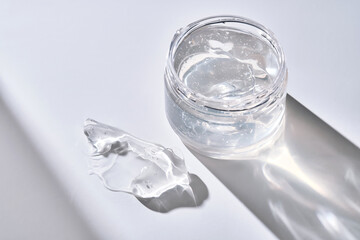 Texture of the gel in the jar. Hair gel or hyaluronic gel for the face.