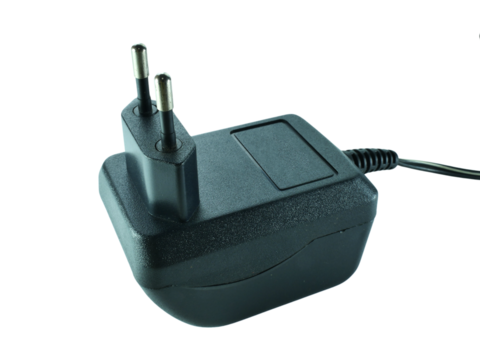 Black power plug isolated on transparent background.
