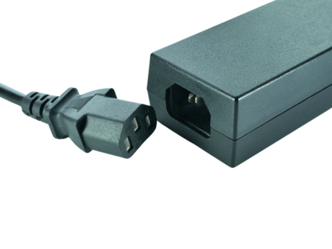 Black power plug isolated on transparent background.