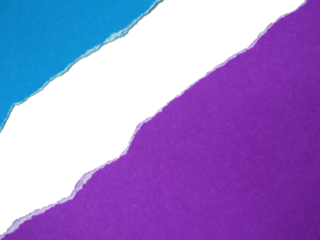 Several pieces of multi-colored torn-edge paper isolated on transparent background.