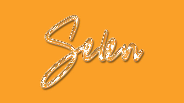 3D Thick Transparent Liquid text effect of name Selen on Yellow Background.
