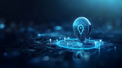 Digital location pin with glowing effects