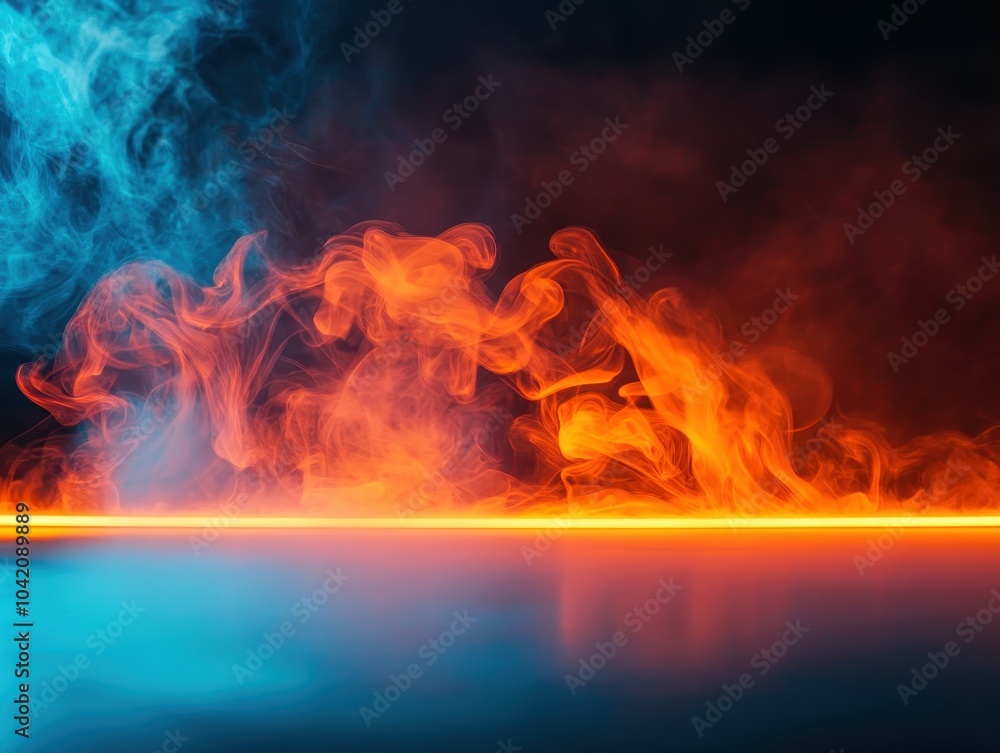 Aufkleber a vibrant display of swirling smoke and fiery flames contrasting against a dark background, creating
