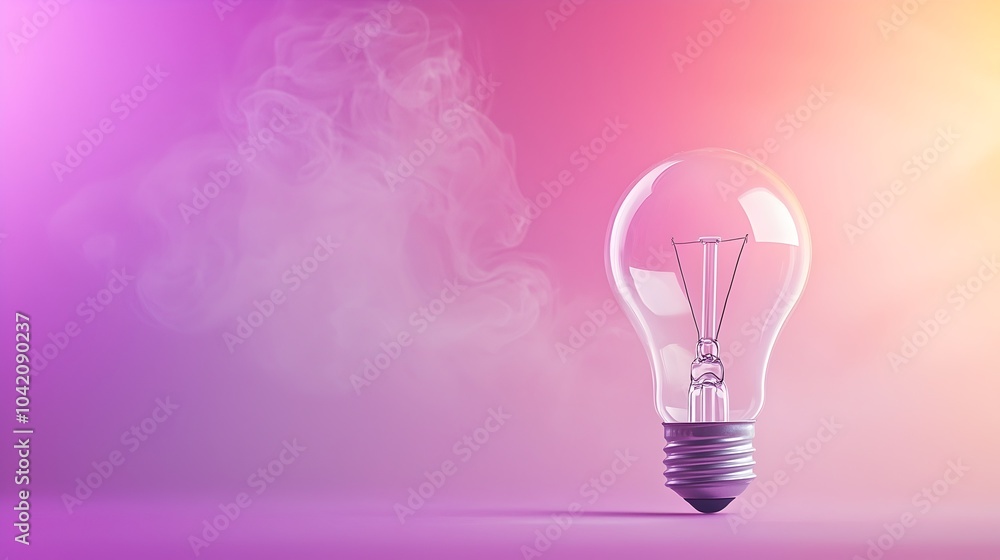 Poster enchanting light bulb with glowing aura and colorful fog - mysterious illumination creating a dreamy