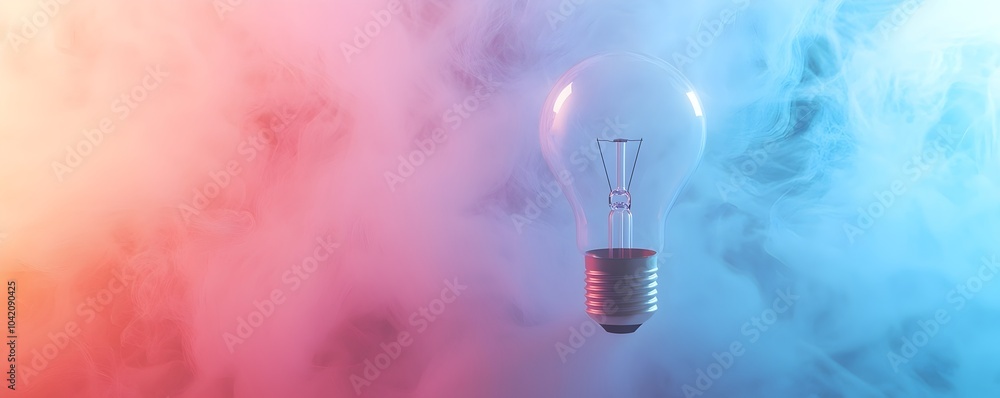 Aufkleber vibrant light bulb with colorful smoke and surreal glow - illuminated patterns creating a dreamlike 