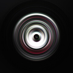 Colorful radial motion effect. Abstract rounded background. Color curves and sphere.