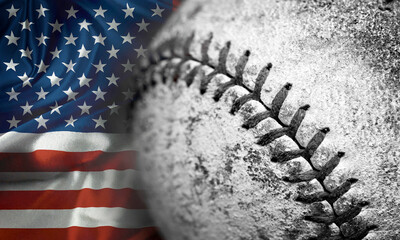 American Flag Old Worn Baseball Texture Leather Game Sports Competition and Past time