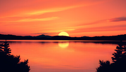 Lake Sunset 2 with a white accent, png