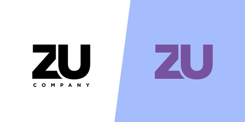 Letter Z and U, ZU logo design template. Minimal monogram initial based logotype.