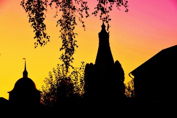 silhouette of the church