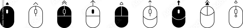 Poster scroll down arrow icon. scrolling mouse arrow for web design isolated on white background.