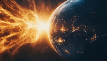 Fototapeta premium The Impact Of The Sun'S Particles And Magnetic Field On Earth'S Magnetosphere And Plasma In Space Weather.