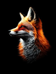 Obraz premium fox in profile on a black background