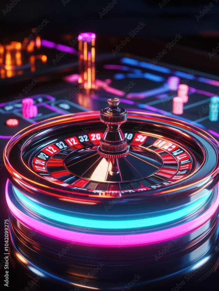 Aufkleber the roulette table glows with neon numbers, creating an exciting atmosphere in the lively casino wit