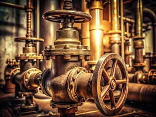 Vintage Sepia Tone Close-Up of Industrial Valve Detail for Authentic Aesthetic Appeal