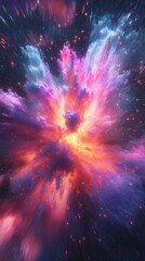 Fototapeta premium Interstellar Explosion: Vibrant Cosmic Energy in Space - made with Generative AI
