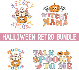 Halloween retro svg design, Retro Halloween quote Spooky Season. Cute Halloween ghost, pumpkin, vampire mouth