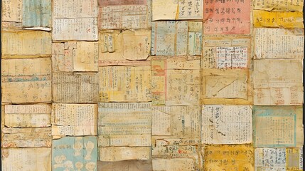 Vintage Paper Greetings in English and Korean