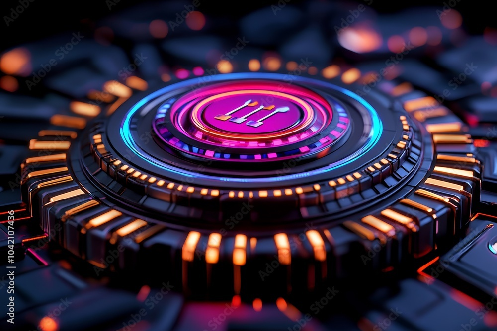 Aufkleber Digital 3D rendering of a loyalty program interface, with futuristic graphics showing customer interaction