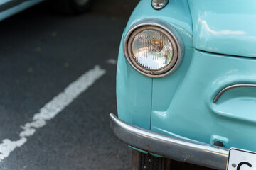 Beautiful headlights of Soviet retro cars. Saint Petersburg, Russia - 15 Aug 2024