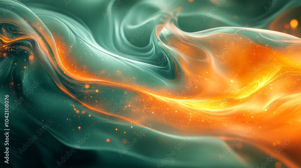 Aufkleber a vibrant wave of colors flows seamlessly, featuring bold orange and soothing teal. the swirling pat