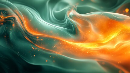 A vibrant wave of colors flows seamlessly, featuring bold orange and soothing teal. The swirling patterns create a mesmerizing effect, perfect for artistic inspiration.