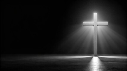 Cross on black background for obituary notice funeral announcement necrology panoramic
