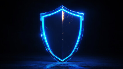3D shield icon with blue backlight