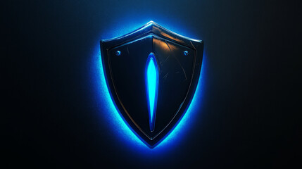3D shield icon with blue backlight