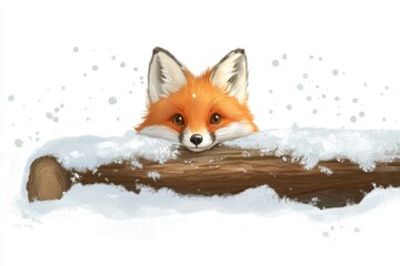 Obraz premium Curious Fox in Snow Cove