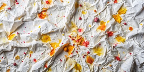 White Crumpled Paper Texture with Food Stains for Creative Food Photography Backgrounds