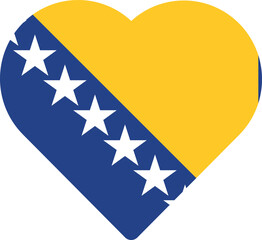 Heart shaped national flag of the European country of BOSNIA AND HERZEGOVINA