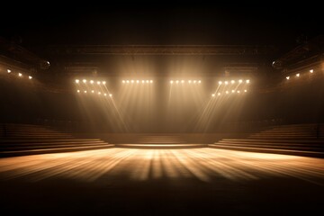 Empty stage lighting effect, theater with stage and lighting equipment