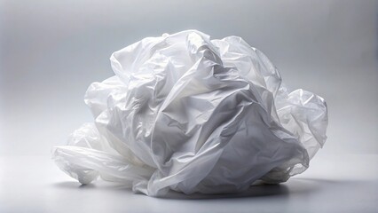 Fototapeta premium Crumpled white plastic garbage bag isolated on background perfect for recycling waste silhouette
