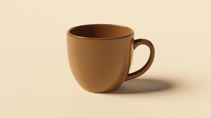 A brown coffee mug on a soft beige background