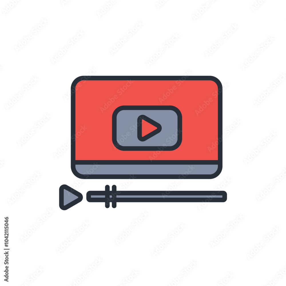 Poster video player icon. vector.editable stroke.linear style sign for use web design,logo.symbol illustrat