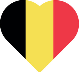 Heart shaped national flag of the European country of BELGIUM
